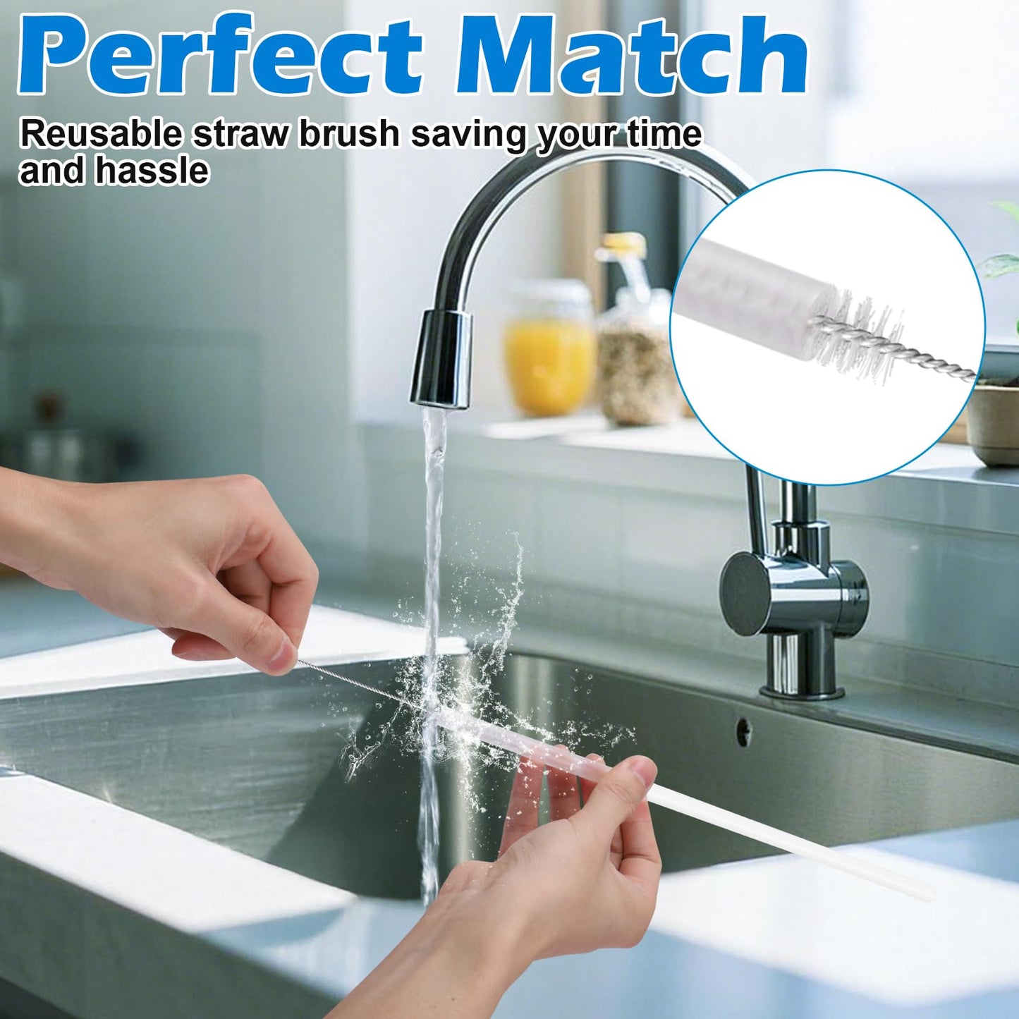 Palksky Water Bottle Cleaning Brush Kit, Brush & Straw Cleaner for Owala