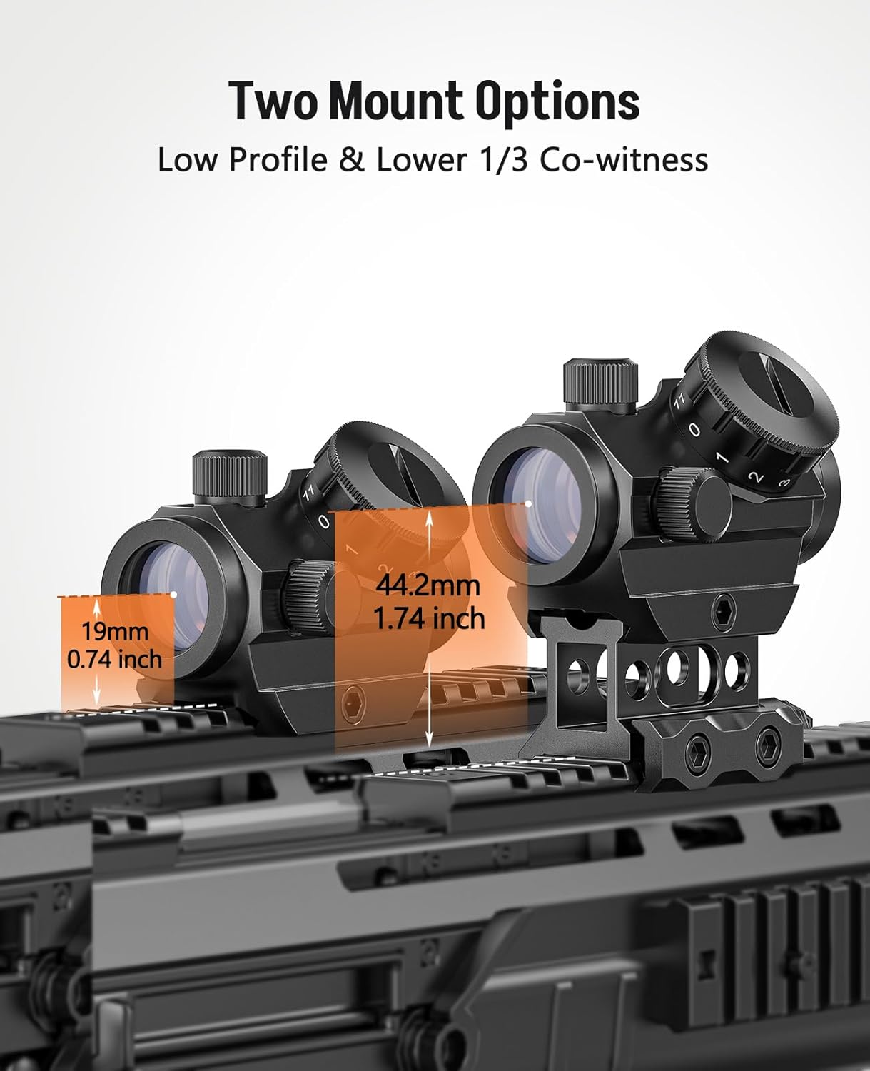 MidTen 2MOA Red Dot Sight - Waterproof & Shockproof Reflex Scope | 1x25mm with 1-Inch Riser Mount