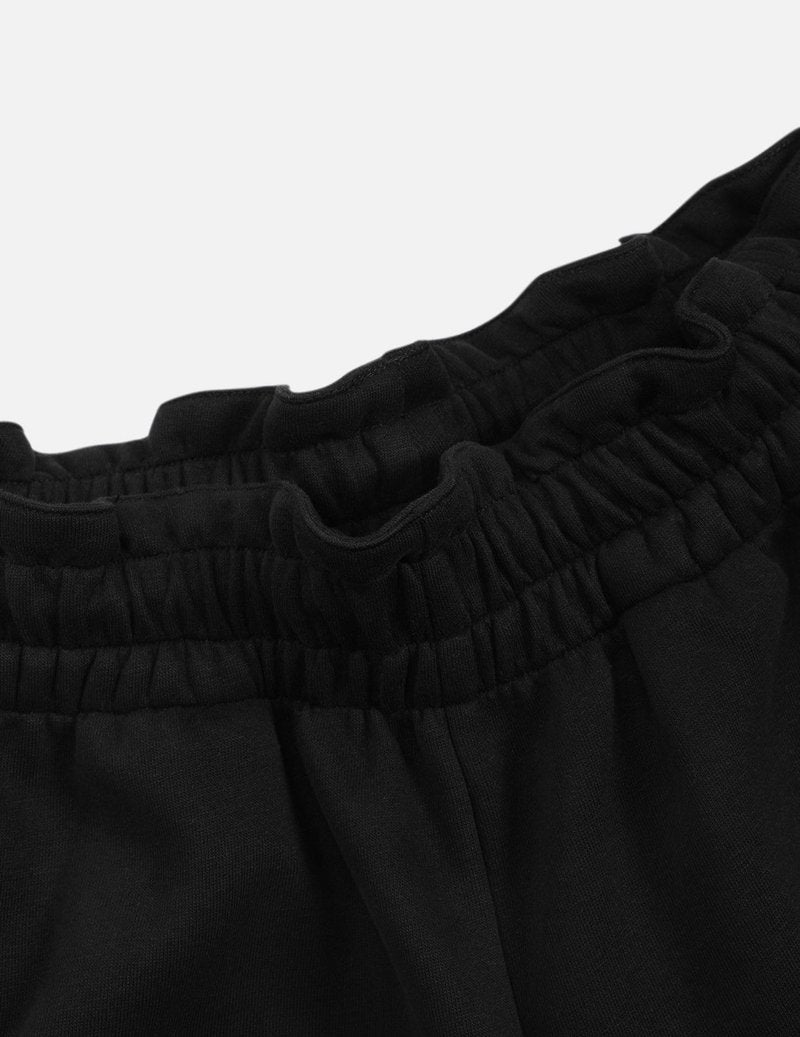 Aelfric Eden Print Baggy Barrel Sweatpants Wide Leg Pants for Women Men Casual Elastic Waist Unisex Graphic Lantern Trouser Black L