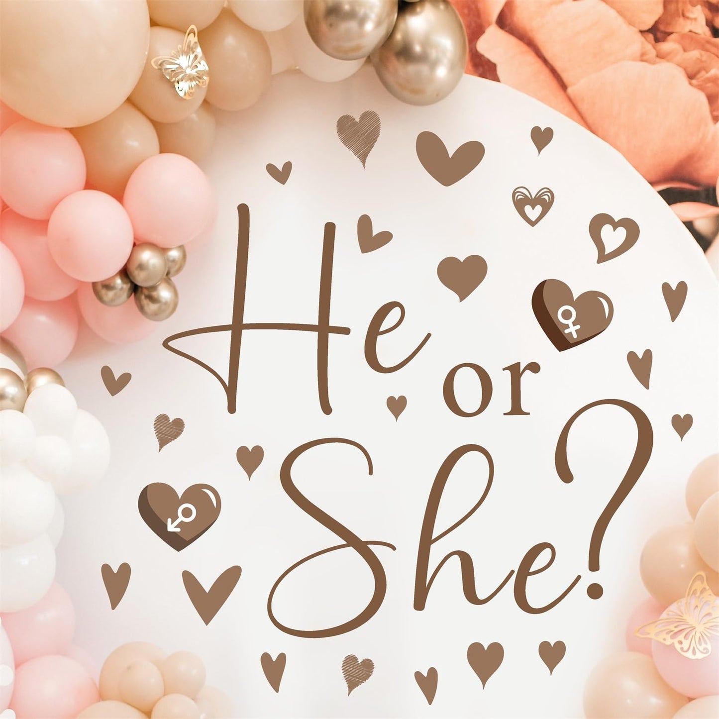 Gender Reveal Party Decals He or She What Will Baby Be Decorations for Balloon Arch Babies Gender Signs Oh Baby Shower Sign Backdrop Decal Girl or Boy Party Supplies Vinyl Sticker for Pregnacy Banner