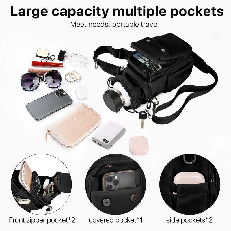 Rocason Water Bottle Holder with Strap 32 40oz Crossbody Insulated Water Bottle Carrier Sling Bag with Adjustable Wide Strap and Phone Purse 5 Pockets for Walking Hiking Gym Travel
