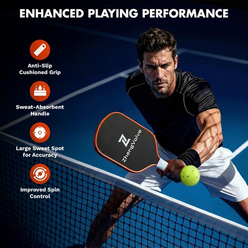 ZhengVolve Pickleball Paddle T300 Raw Carbon Fiber with 16mm PP Honeycomb Core, Elongated Anti-Slip Handle for Power, Spin, Control & Speed Pickleball Racket