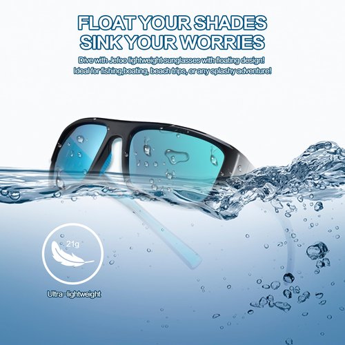 Jefoo Polarized Sunglasses for Men Women, Fishing Cycling Running Driving Golf Sports Floating Square Glasses UV Protection