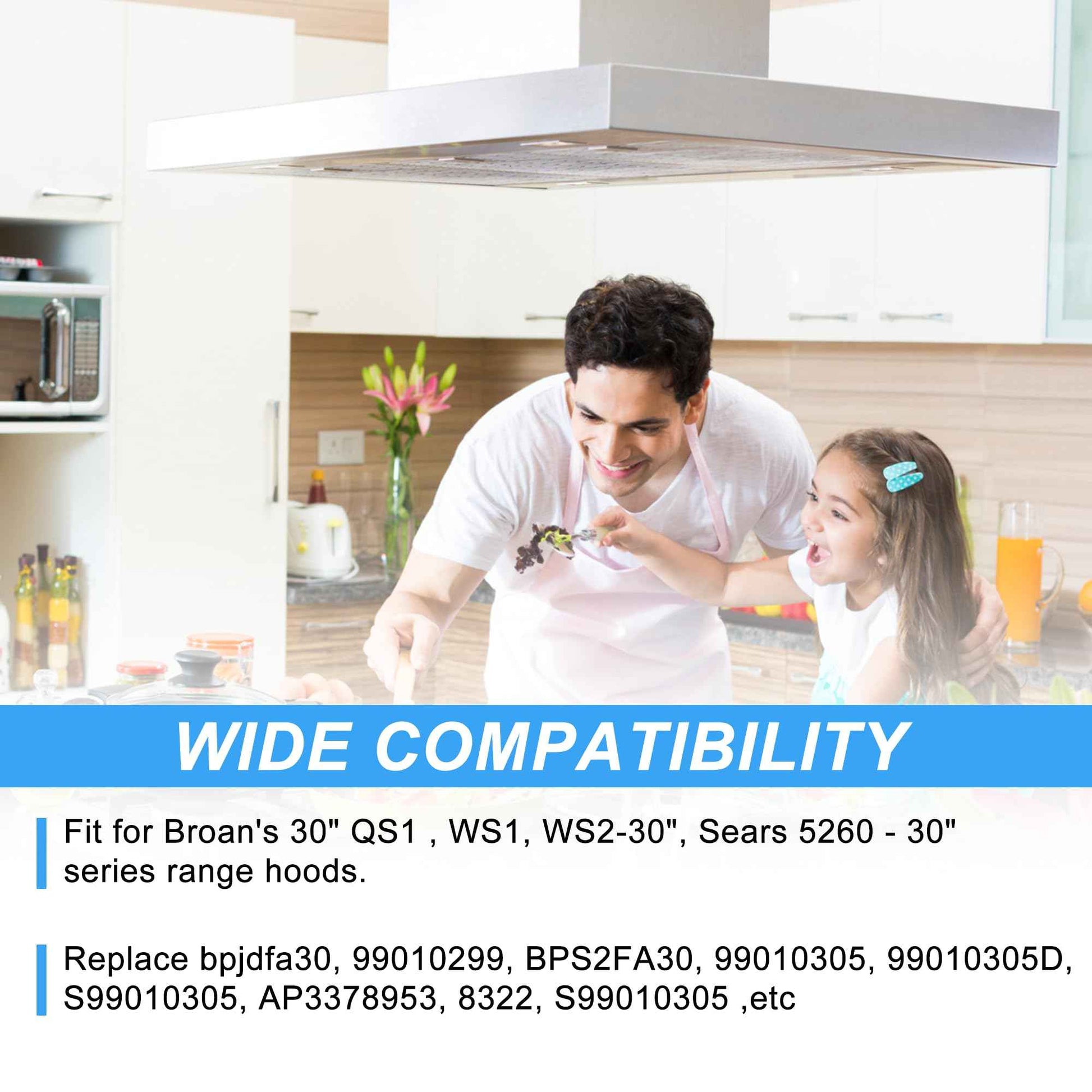 2 Pack Allure Range Hood Filter BPS1FA30 11-3/4" x 14-1/4" x 3/8" - Exact Fit Bro.an QS1 30" Nu.tone WS1 QS2 Range Hood, Replaces 99010299 BPS2FA30 99010305 S99010305 AP3378953 by TOMOON