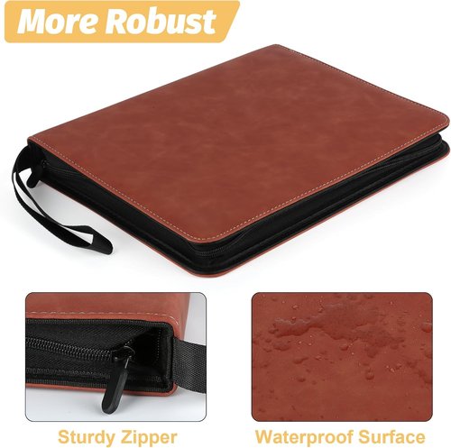 GERMUN 9 Pocket Card Binder - Premium Zip Trading Card Album for MTG, TCG & Sports Cards | Brown