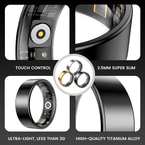 Smart Health Rings for Women Men, Fitness Tracker with Heart Rate, Blood Oxygen, HRV, Sleep Tracker, Step Tracker, No Subscription Fee, IP68 Waterproof Smart Ring for iphone & Android (Rose Gold, 7)