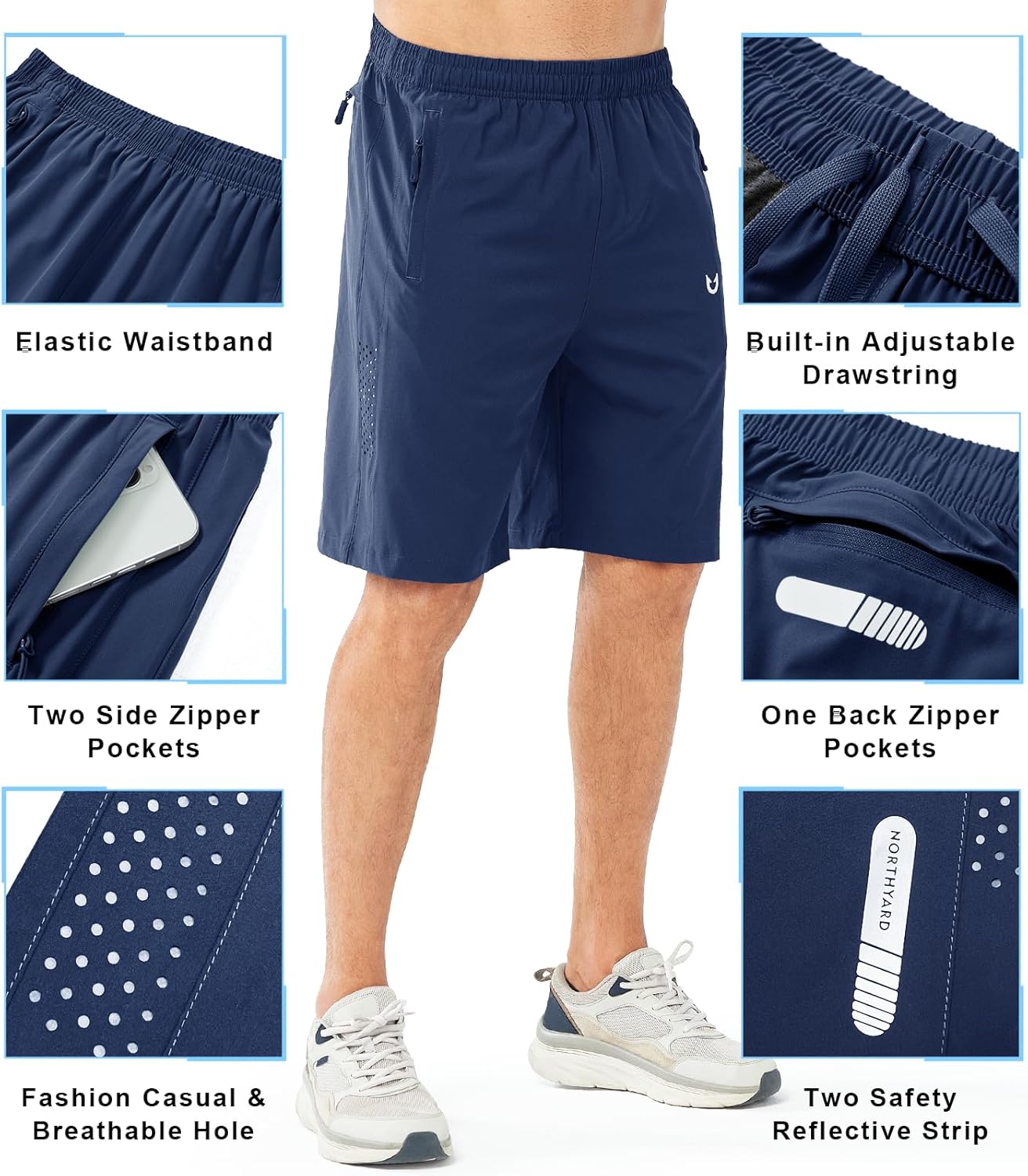 NORTHYARD Men's Athletic Running Shorts - Quick Dry Lightweight Gym Shorts | 5"/7"/9" Sizes