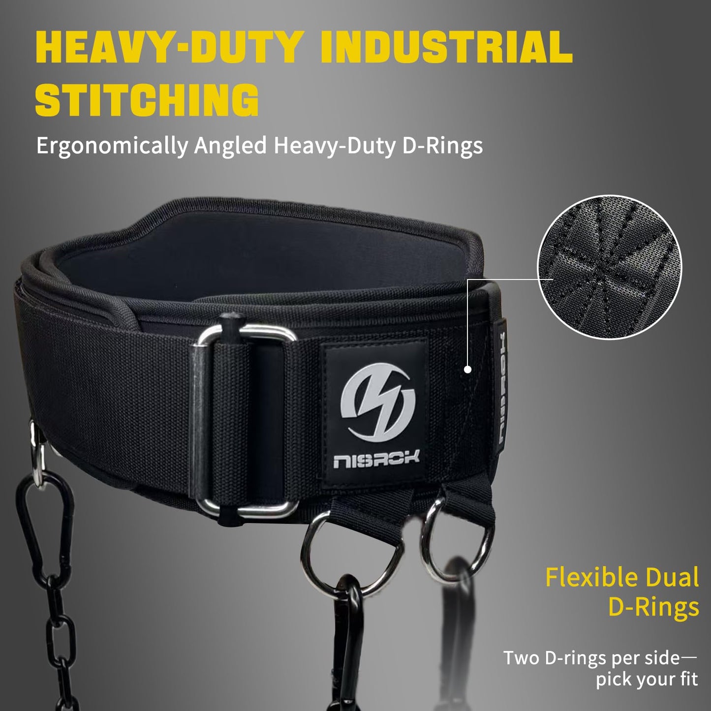 2-in-1 Weightlifting Belt & Dip Belt with 41 IN Steel Chain, Double-Layer Design, Powerlifting Gym Belt for Pull Up, Squat, Deadlifts & Added Weight Training, Unisex for Men & Women(Medium)