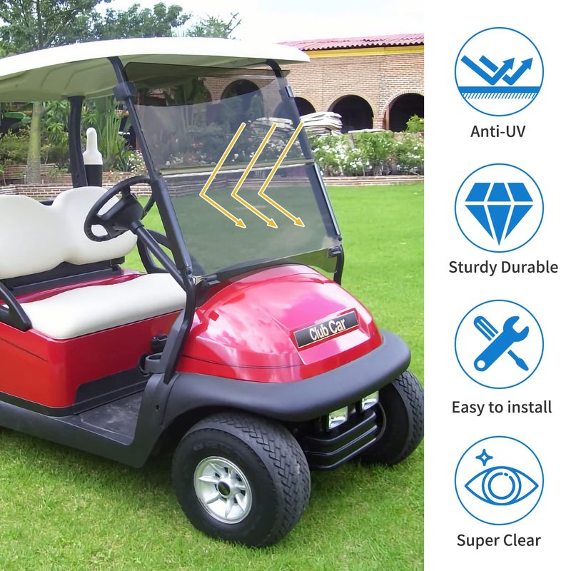 Tinted Club Car Precedent Golf Cart Windshield Compatible with 04-21 Models, Fold Down Golf Cart Windshield Anti-UV Impact Resistant - 37.5" W X 33.6" H