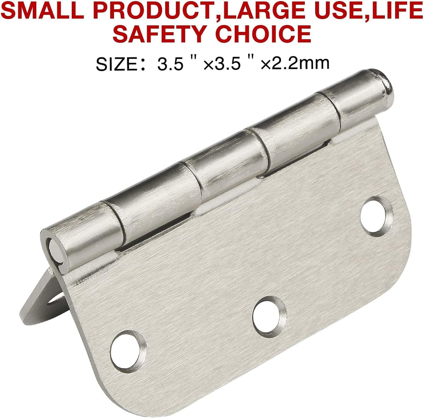 Cando 18-Pack Satin Nickel Door Hinges - Heavy Duty 3.5 Inch x 1/2" Rounded Radius for Interior Doors