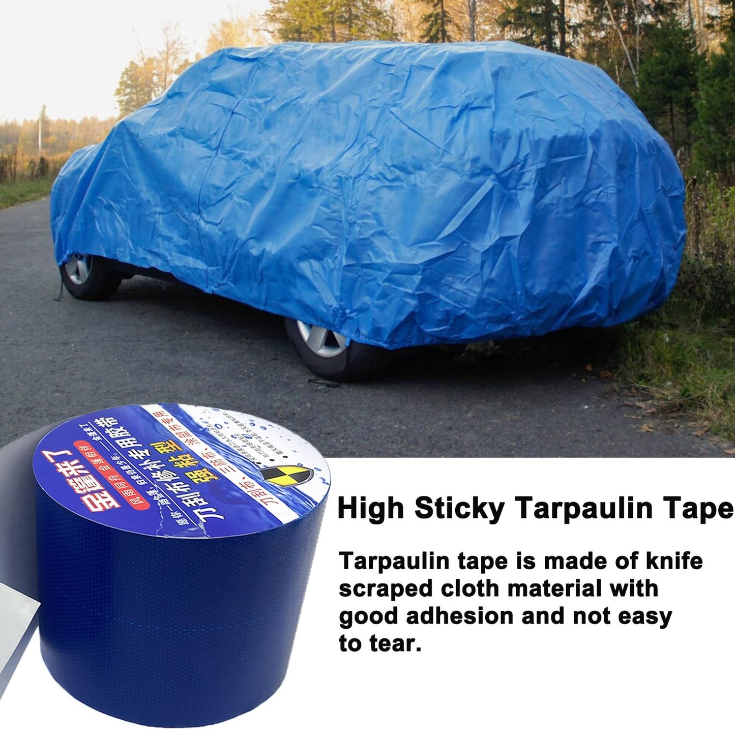 KAIHENG Tarpaulin Repair Tape, 3.15IN*16.4FT Blue Waterproof Tarp Repair Tape Patch, Heavy Duty RV Covers Tent Repair Tape for Truck Camper Travel Trailer Boat Covers