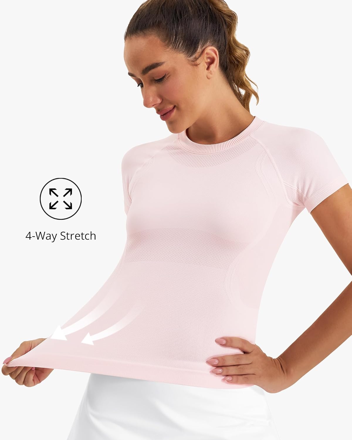 Stelle Women's Seamless Workout Tops - Breathable Short Sleeve Athletic Shirts for Yoga & Gym