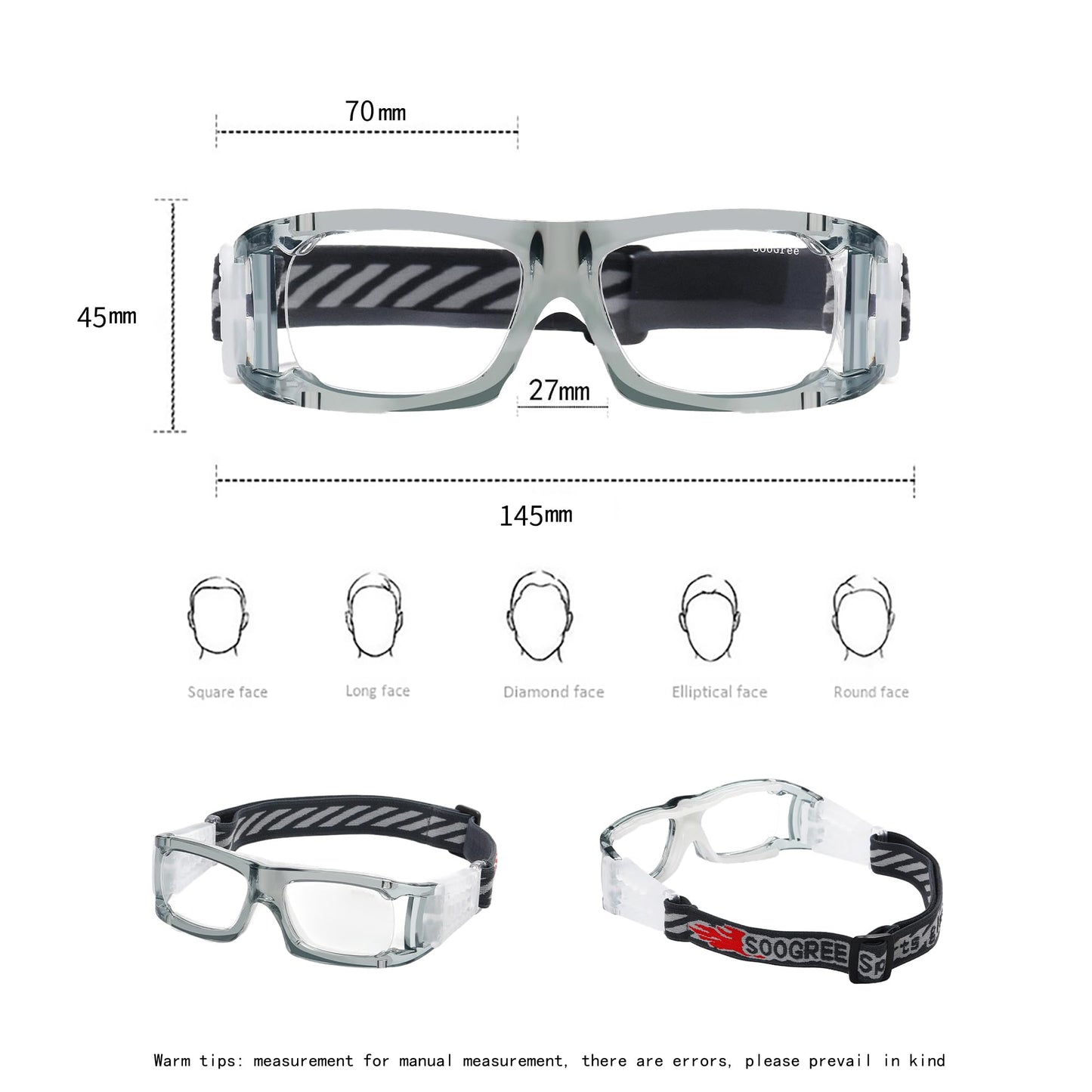 SooGree Basketball Soccer Football Goggles Anti Fog Protective Sports Goggles Glasses for Men Women