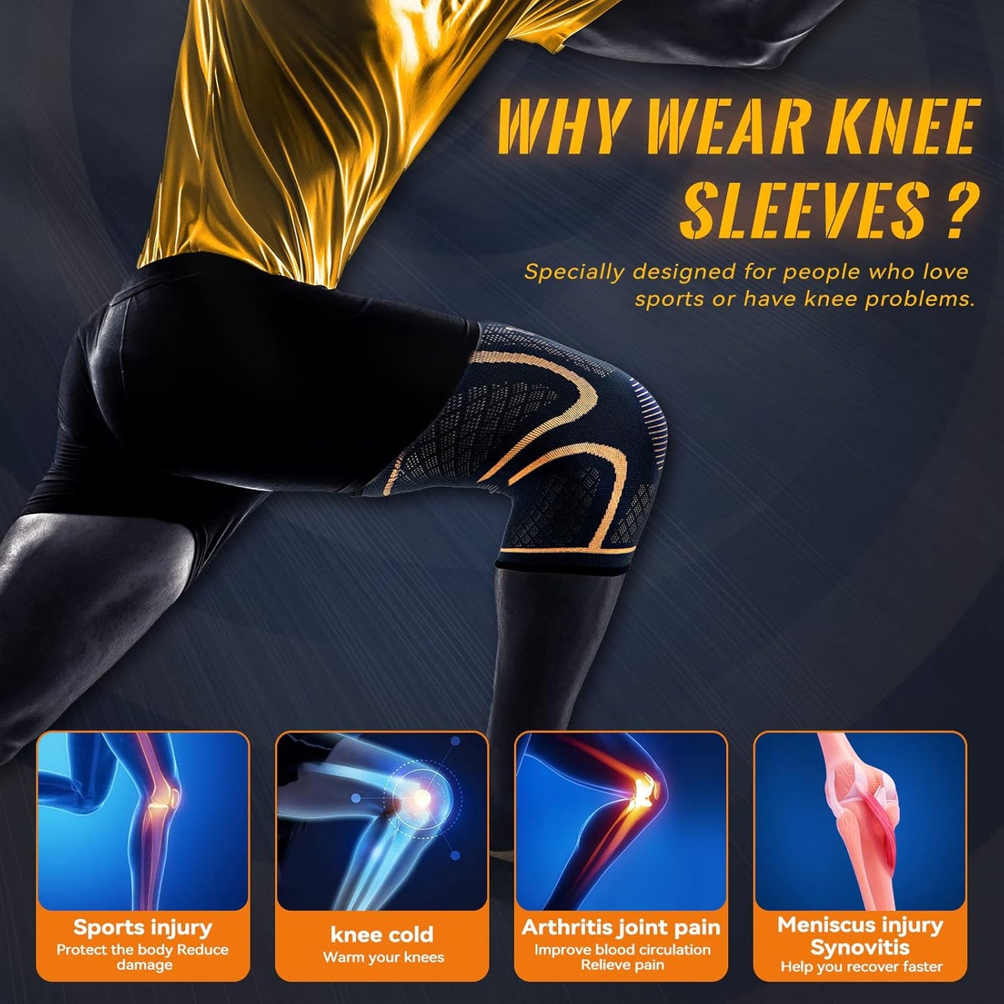 Skiennix Copper Knee Braces - Compression Support Sleeves for Pain Relief | 2-Pack, Medium