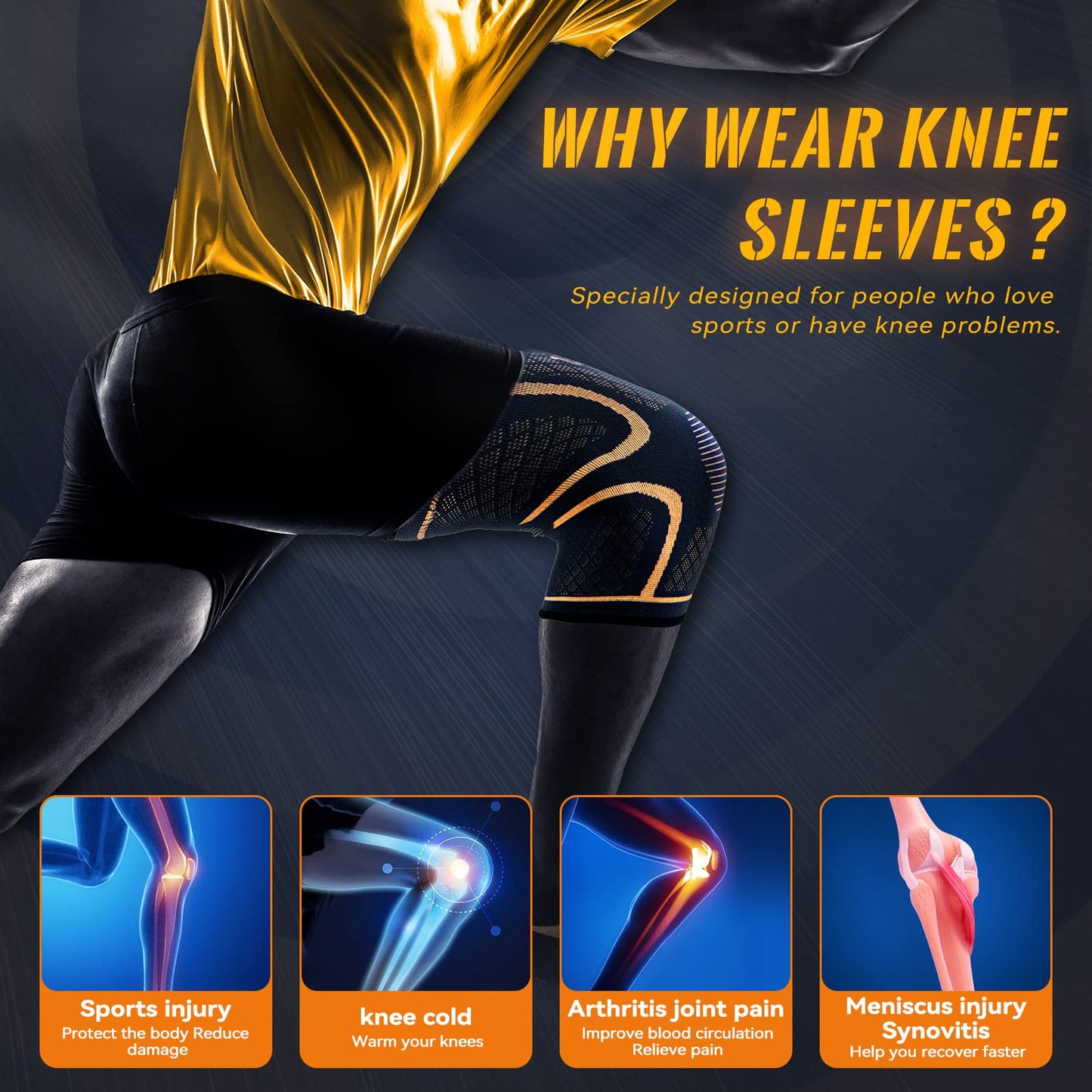 Copper Knee Braces for Men and Women (2 pack) -Knee Supports Copper Compression Knee Sleeve for Knee Pain, Arthritis, Sports and Recovery Support (X-Large)