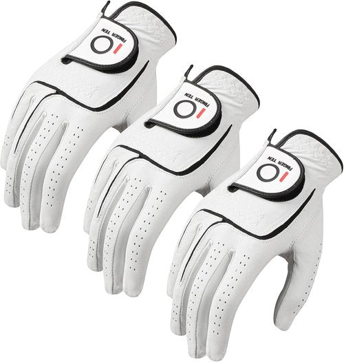 FINGER TEN Golf Gloves - Premium Soft Cabretta Leather | Tour Fit Grip, Left & Right Hand, Cadet Sizes S-XXL