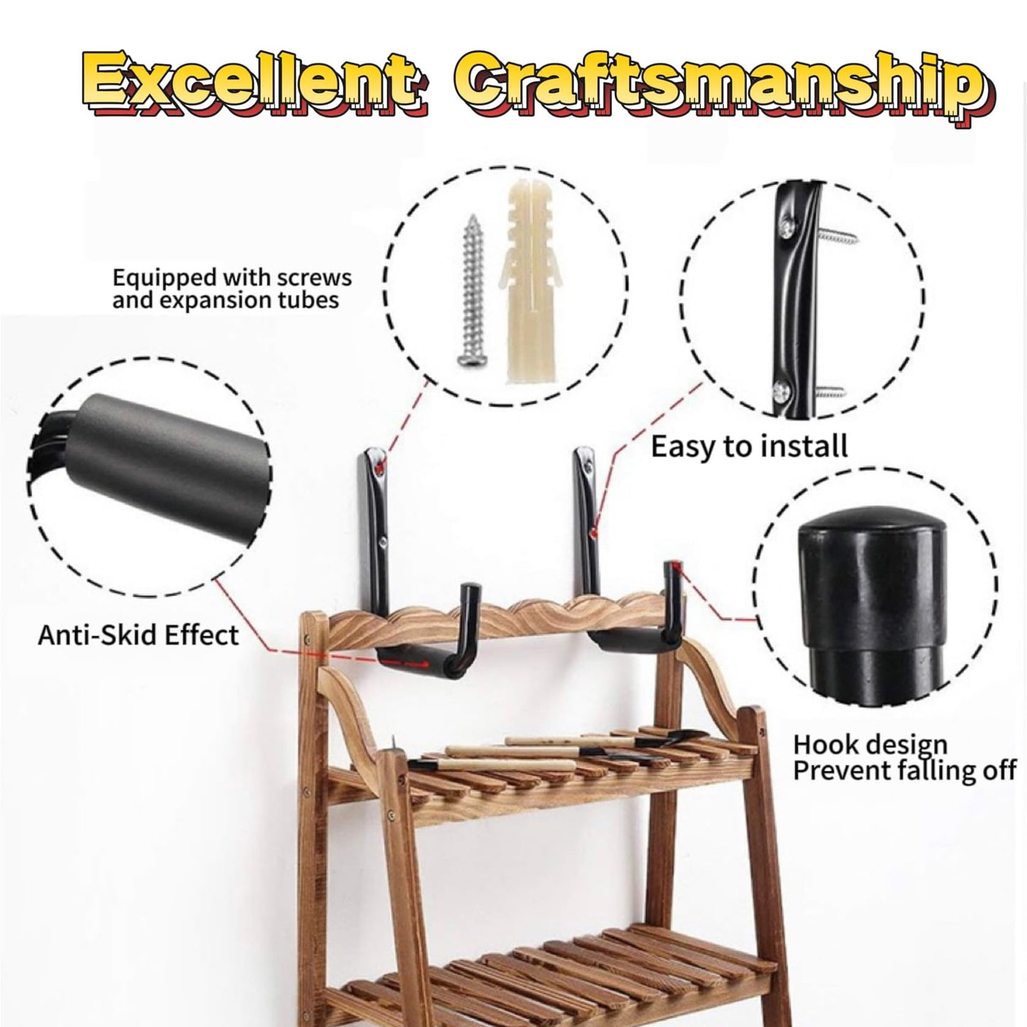 CROISSANT 2Pack Garage Storage Ladder Hook, Suitable for Kayak Hangers for Garage Wall, Heavy Duty Hooks for Hanging 50 lbs