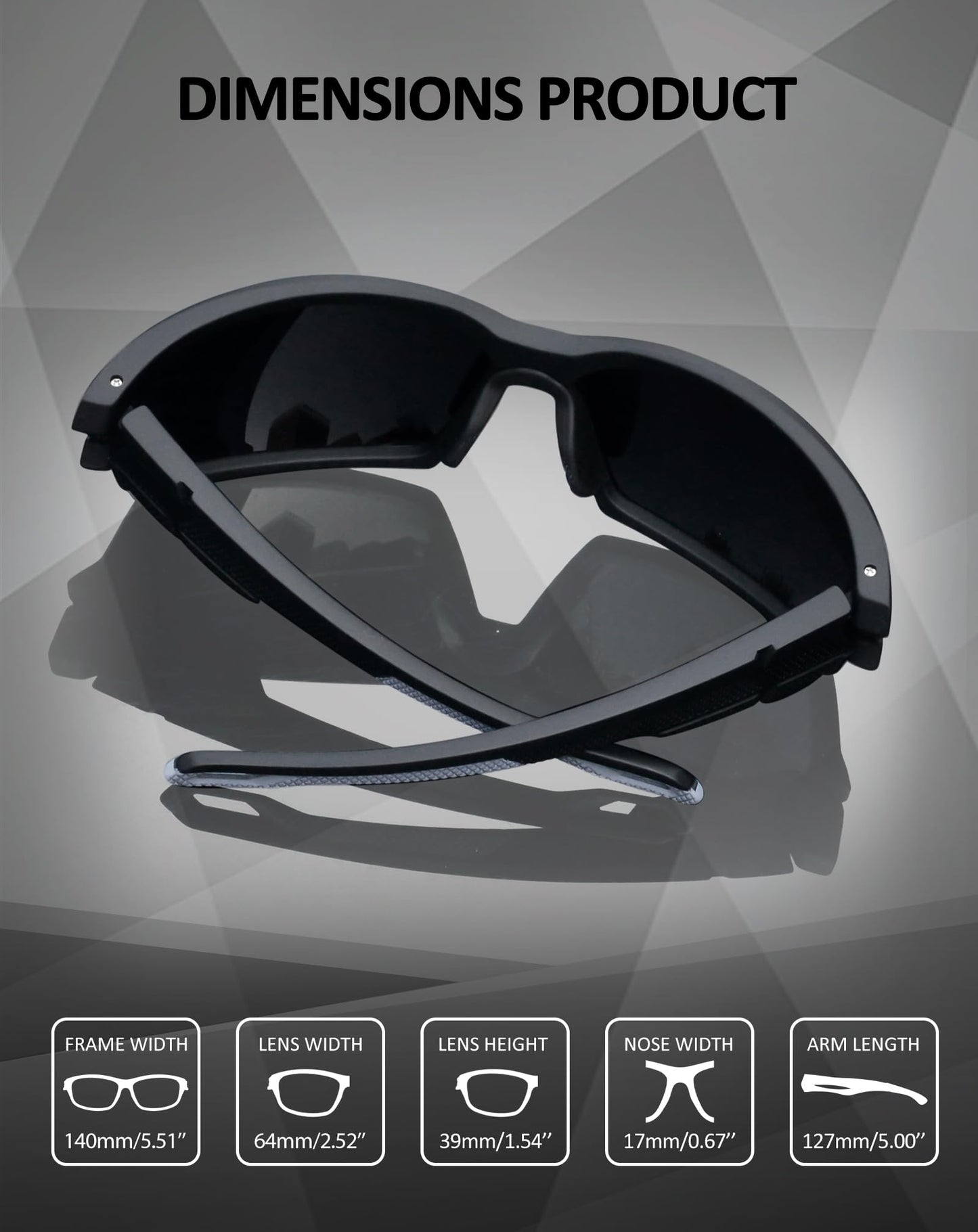 Joopin Black Sports Sunglasses Polarized UV Protection Wrap Around Sun Glasses Shades for Women Men Running Driving