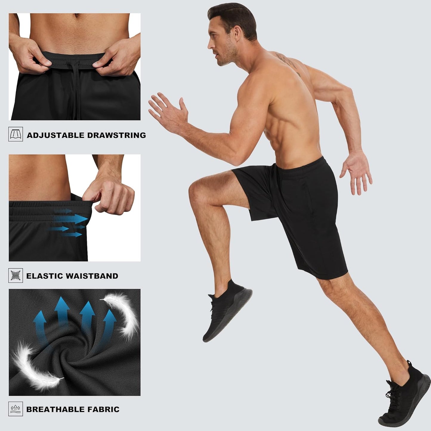 TVKSOM Men's Athletic Shorts - Quick-Dry Basketball Shorts with Pockets | 7-Pack, Comfortable Fit