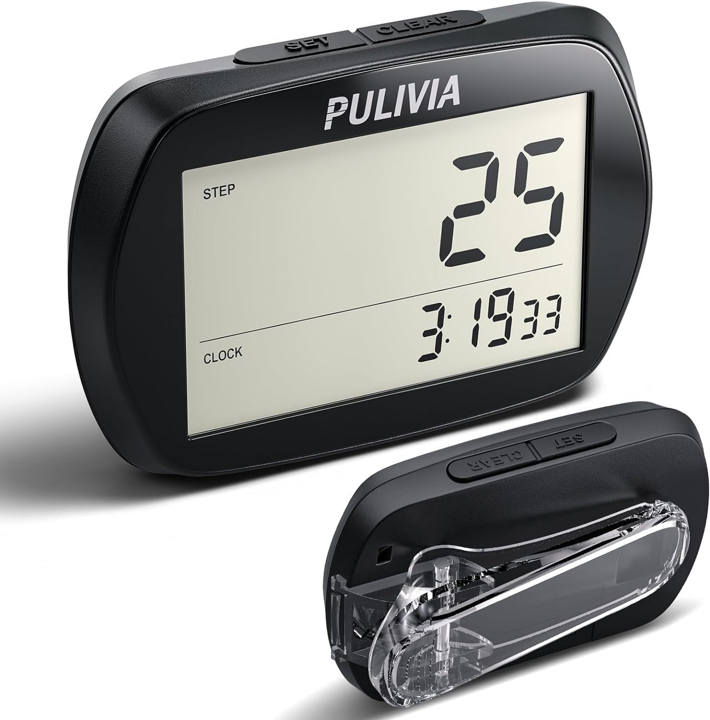Skiennix Pedometer - Accurate 3D Step Counter with Clock | Portable Clip-On Design for Easy Tracking