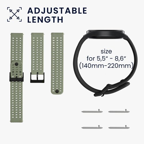 kwmobile Straps Compatible with Suunto 9 Peak Pro/ 9 peak / 5 peak/Vertical Straps - 2x Replacement Silicone Watch Bands - Black/Pastel Green