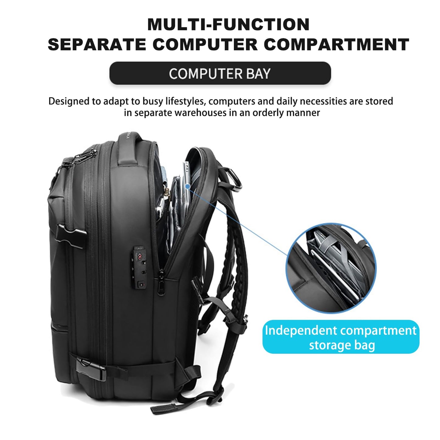 Vacuum Vacpack Backpack for Travel with Pump (Black)