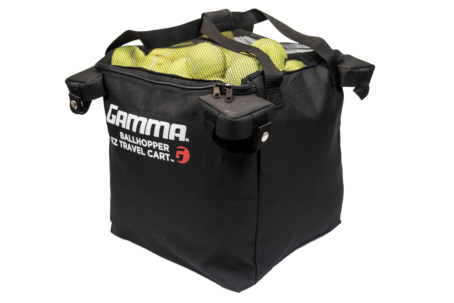 GAMMA Sports EZ Travel Cart, Tennis Pickleball & Padel Hopper, Portable Compact Design, Sturdy Lightweight Construction, EZ Bags, 150 Tennis Ball Capacity, Premium Carrying Case Included