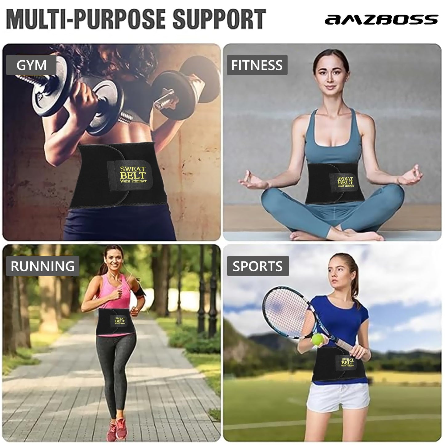 AMZBOSS Waist Trainer for Women Lower Belly Fat, Waist Sweat Band for Women, Belly Band Sweat Belt, Stomach Wrap, Faja Body Shaper (BLACK, X-Large)