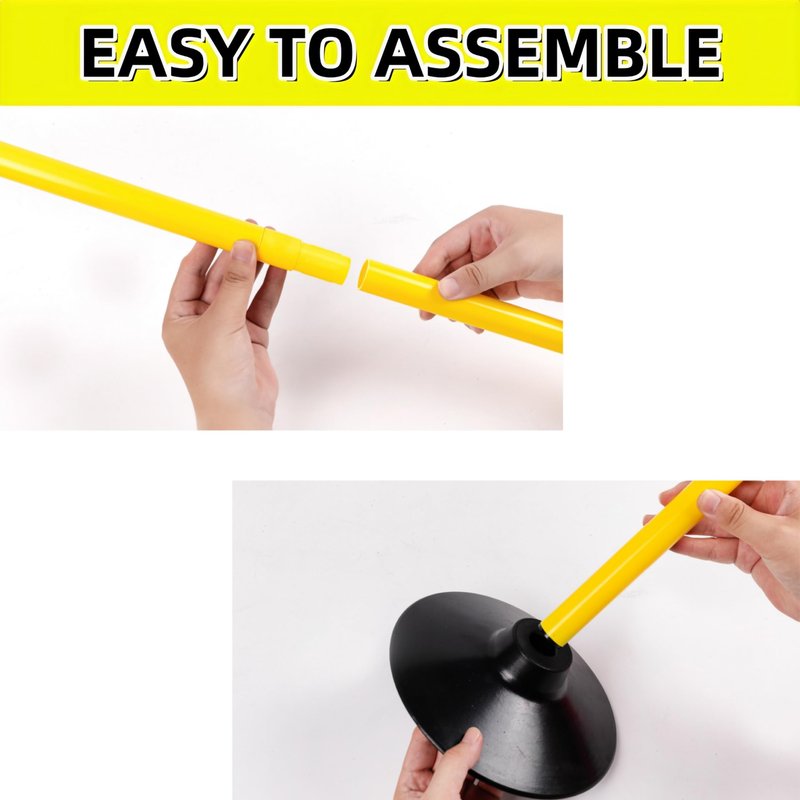 6 Pack Soccer Agility Training Poles, 5 FT Adjustable Speed and Agility Training Equipment for Football/Basketball/ Dog Practice, Bending Poles for Horses with Rubber Bases and Carry Bag (Yellow)