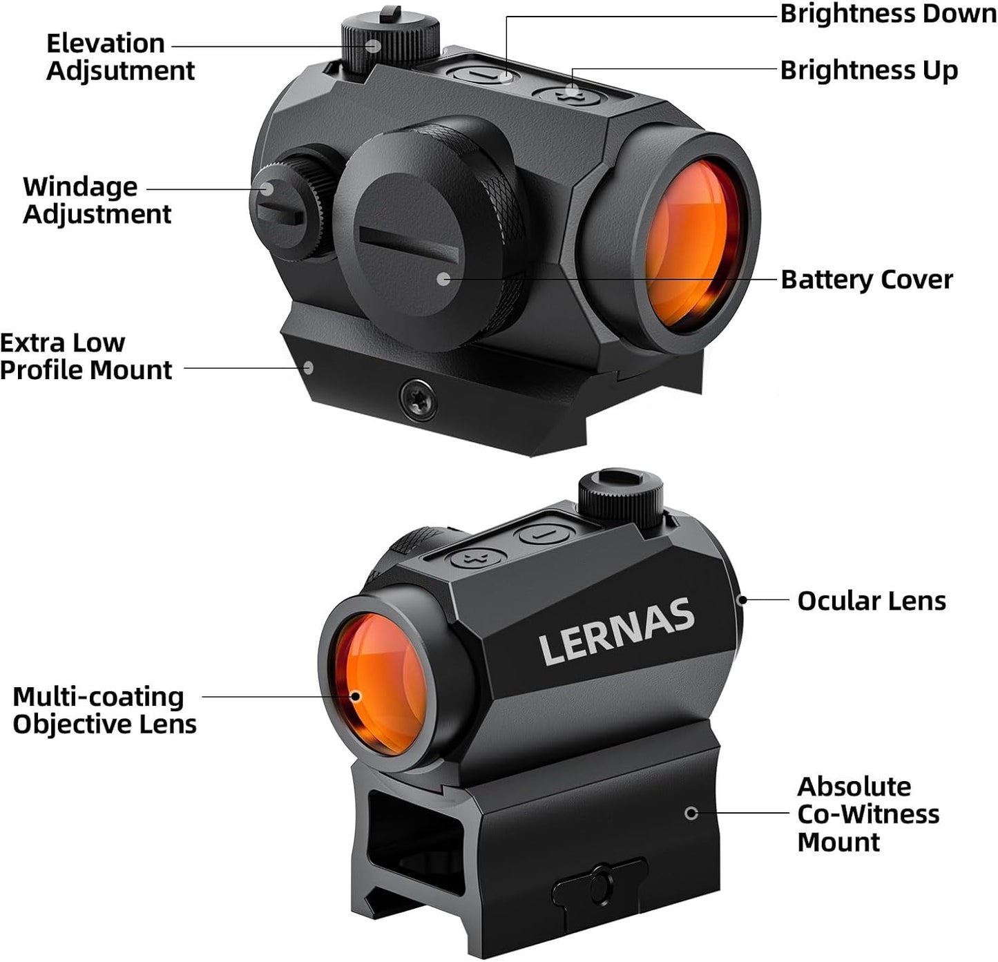 Motion Awake 2MOA Red Dot Sight - 11 Brightness Settings | IPX7 Waterproof & 50000H Battery Life
