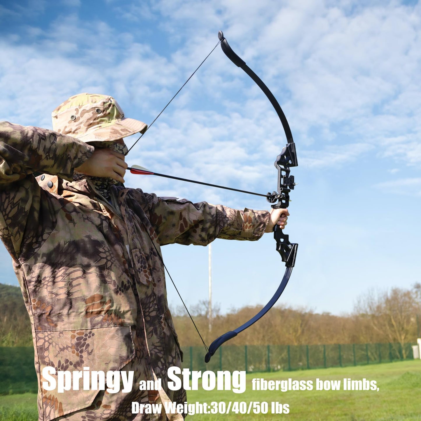 IS-TONGTU Archery Recurve Bow and Arrow Set for Adults, Archery Hunting Long Bow Set for Adults Beginner & Youth, Takedown Recurve Bow 30lb 40lb 50lb Kit with Arrow Sight & Rest & 12 Arrows