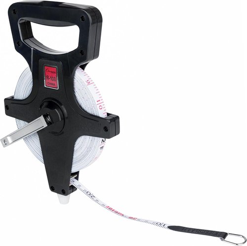 Champion Sports Open Reel Measuring Tape - Durable Hand Crank with Metal Spike & Dual-Sided Feet | 100 ft/30 Meters for Track & Field
