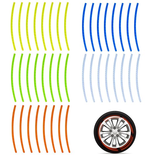 40 Pcs Reflective Wheel Rims Strip Sticker, Car Wheel Decorative Stripe Stickers, Night Safety Warning Stickers, Reflective Decoration Strips for Car Motorcycle Bicycles