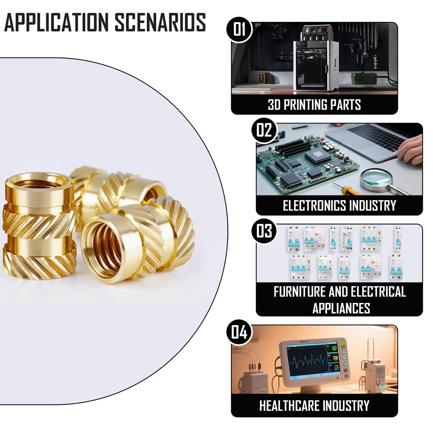 380Pcs JSIERLUOV Threaded Inserts Assortment Kit M2 M2.5 M3 M4 M5 for 3D Printing Components Plastic molding, Metric Brass Knurled Nuts Insert by Heat into Plastic Parts
