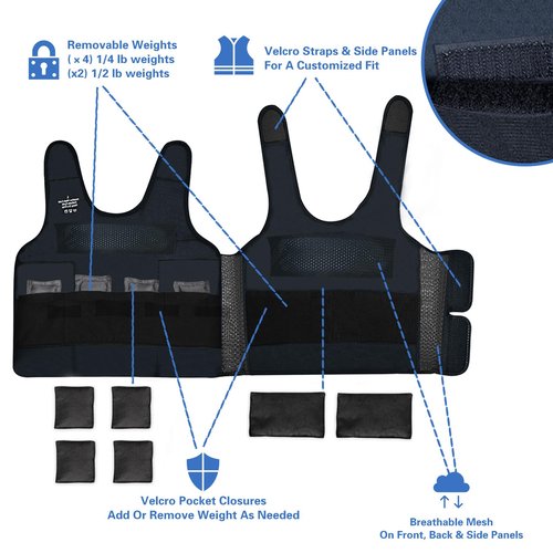 Vest for Kids Including 6 Removable Weights (Green, Small)