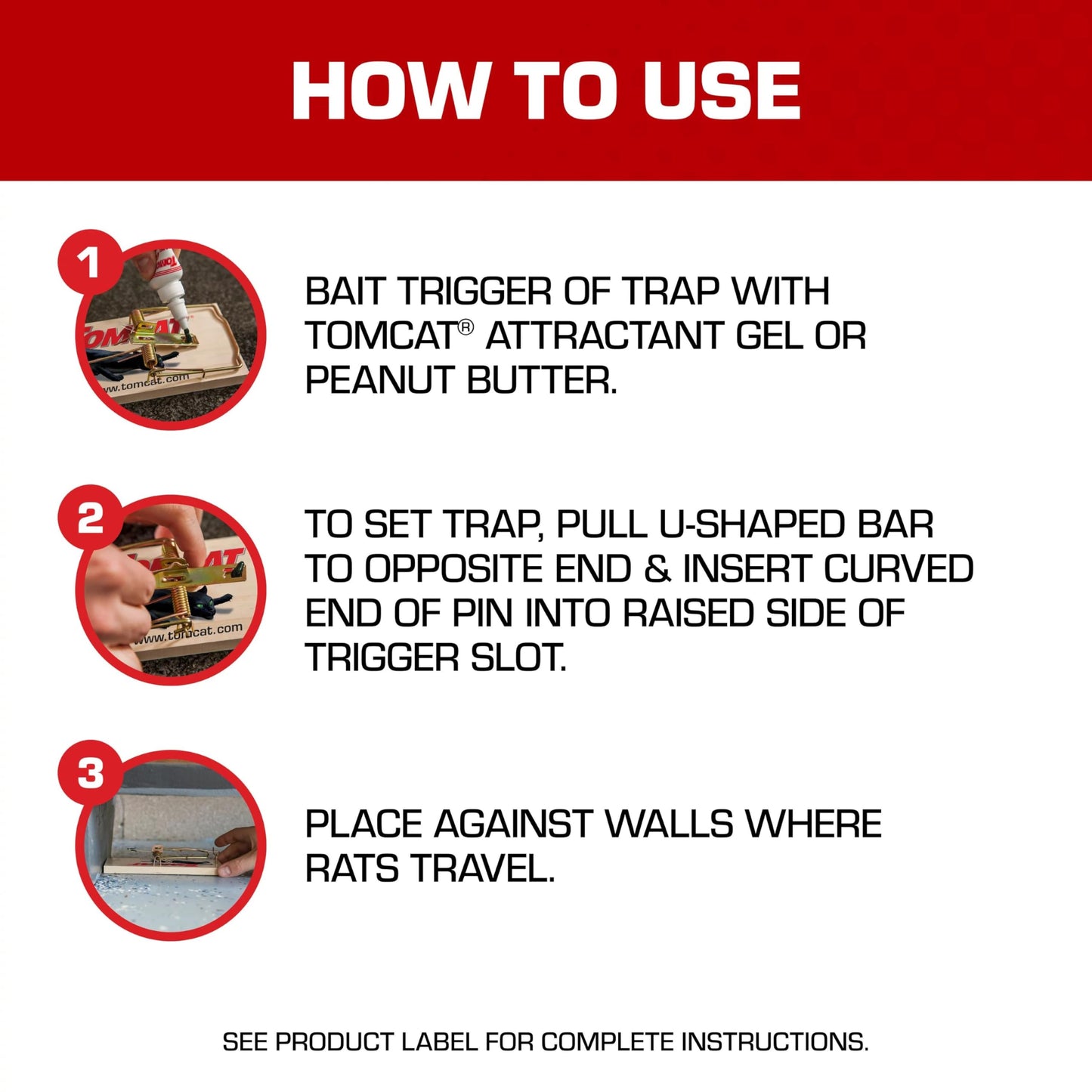 Tomcat Wooden Rat Traps - Disposable Non-Chemical Rat Trap for Homes, Garages and Basements, Single Pack