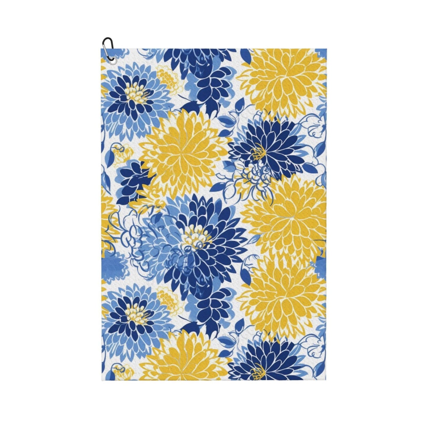 hsbolediy Golf Towels for Men Golfers 16"x24", Flower Blue Floral Yellow Custom Golf Towel Gifts Accessories for Golf Bags