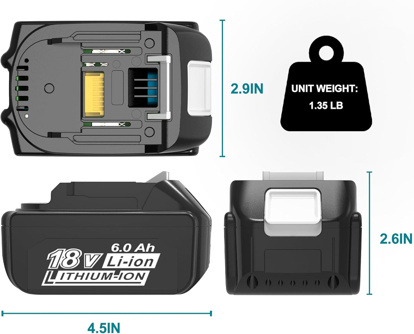 Makita 18V Battery Replacement - 2 Pack 3.0Ah BL1815 BL1840B for Cordless Tools