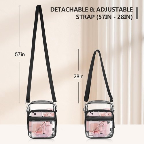 Blvornl Clear Crossbody Bag - Adjustable Shoulder Strap | Stadium Approved PVC Messenger Bag