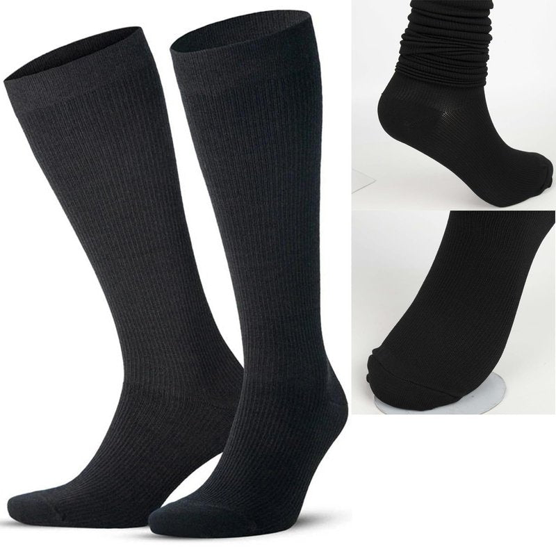 8 Pairs Copper Compression Socks for Men Circulation 15-20 mm Hg Knee High Stockings for Running Hiking Climbing Cycling (US, Alpha, XXL, Regular, Regular, Pure Black)