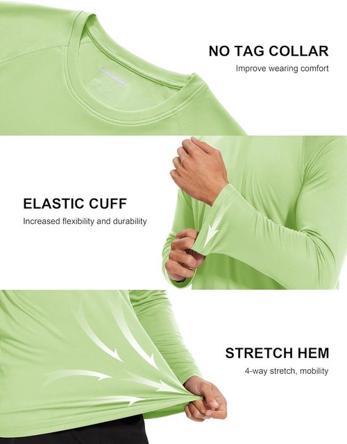 MAGCOMSEN Men's Long Sleeve Athletic Shirts - UPF 50+ UV Sun Protection for Hiking & Running