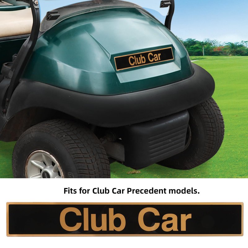 Roykaw Club Car Front Name Plate/Emblem for Precedent Golf Cart Models, Replaces OEM # 102502601- Black/Gold
