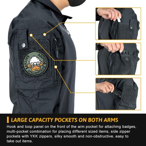 IDOGEAR Tactical Military Shirt - 1/4 Zip Camo Long Sleeve with Pockets for Outdoor Activities