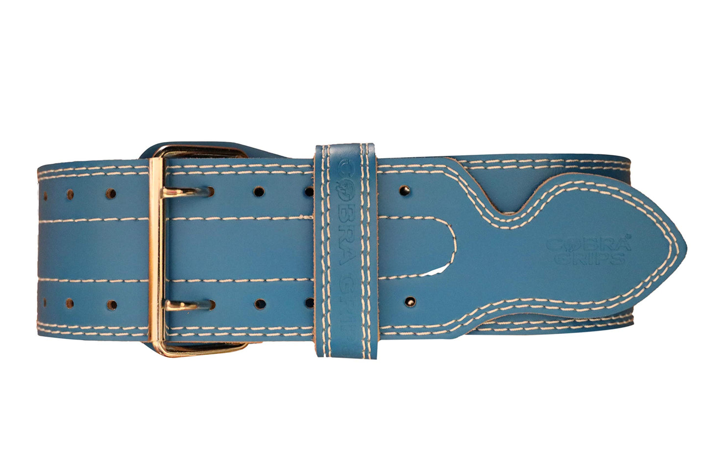 Weight Power Lifting Belt 4” Wide Cobra Grips Best Premium Genuine Leather Belt for Men & Women Adjustable Weightlifting Back Support (Cyanic Blue, Medium 32"-40")