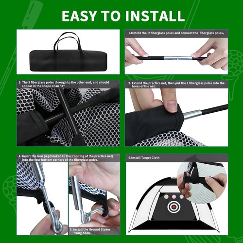 Horyliin Golf Practice Net, 10x7ft Green Golf Hitting Training Aids Nets with Target and Carry Bag, Golf Net for Father Day‘s Gift Backyard Driving Chipping Training Indoor Outdoor Use