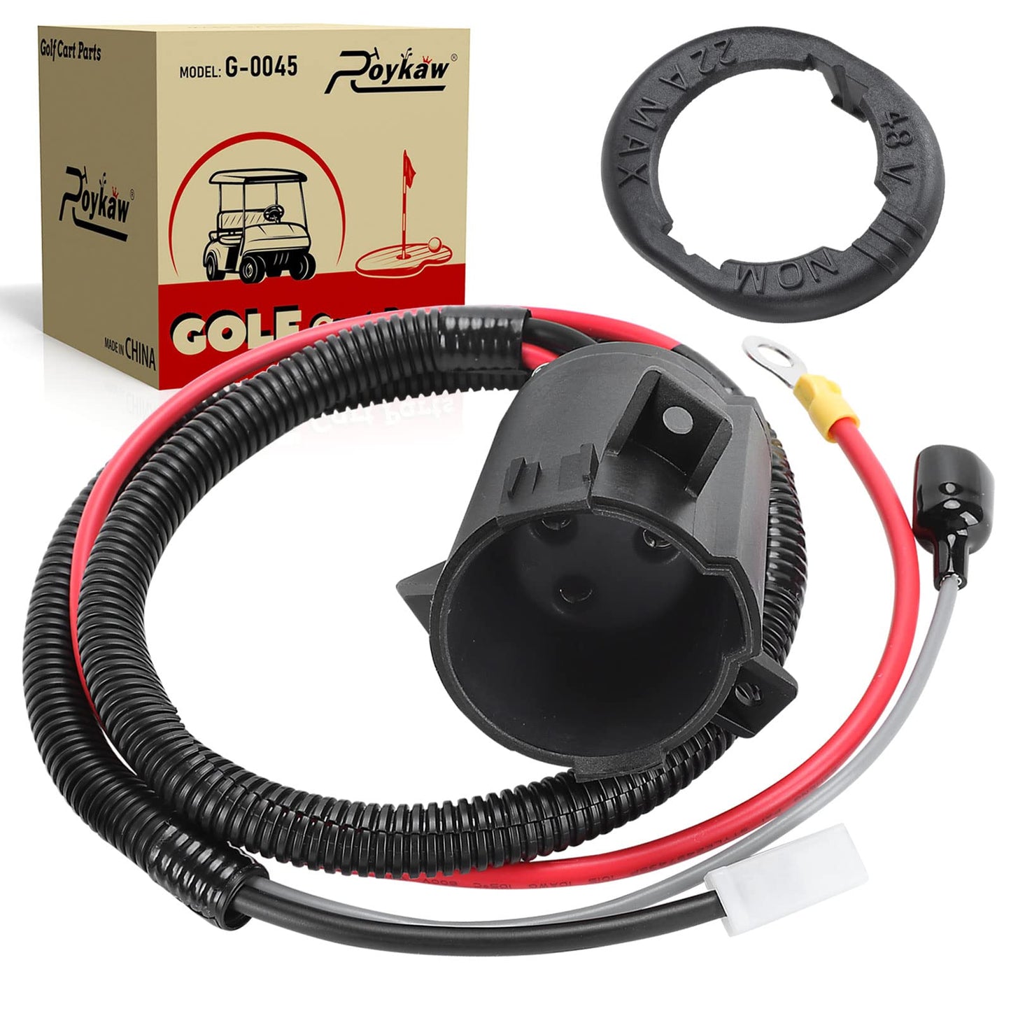 Roykaw Golf Cart 48 Volts Charger DC Receptacle Kits with Charge Receptacle Trim for Club Car Precedent 2004-up Electric Models,Fast Charging, OEM#103375501,102510201,102516901