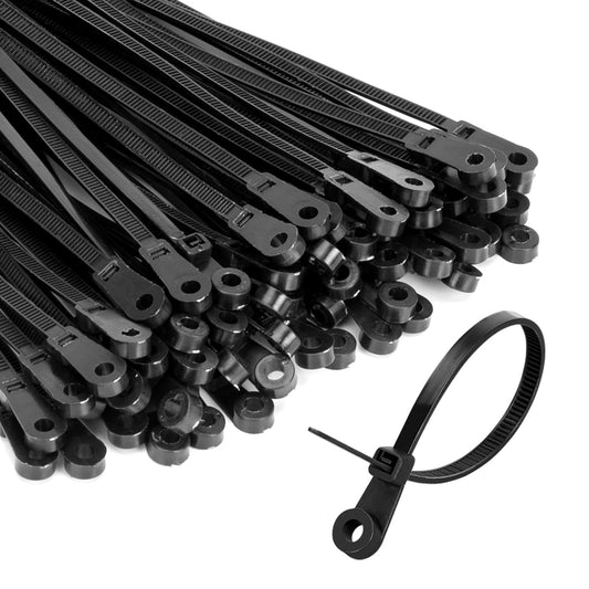 BethTie 120 PCS Black Zip Ties with Screw Hole Assorted Sizes, Mountable Head Nylon Cable Ties, Ideal for Indoor Outdoor Cable Management