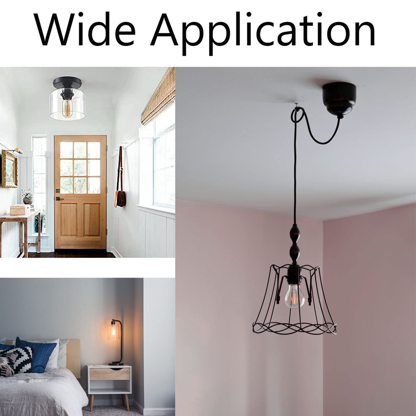 JNXQWE E26 E27 Light Socket,Bakelite Threaded Medium Base Lamp Holder with Shade Ring,Phenolic Medium Base E26 Fixture Socket with 6" Wire Lead for Incandescent Led Light Bulbs Replacement,Pack of 2