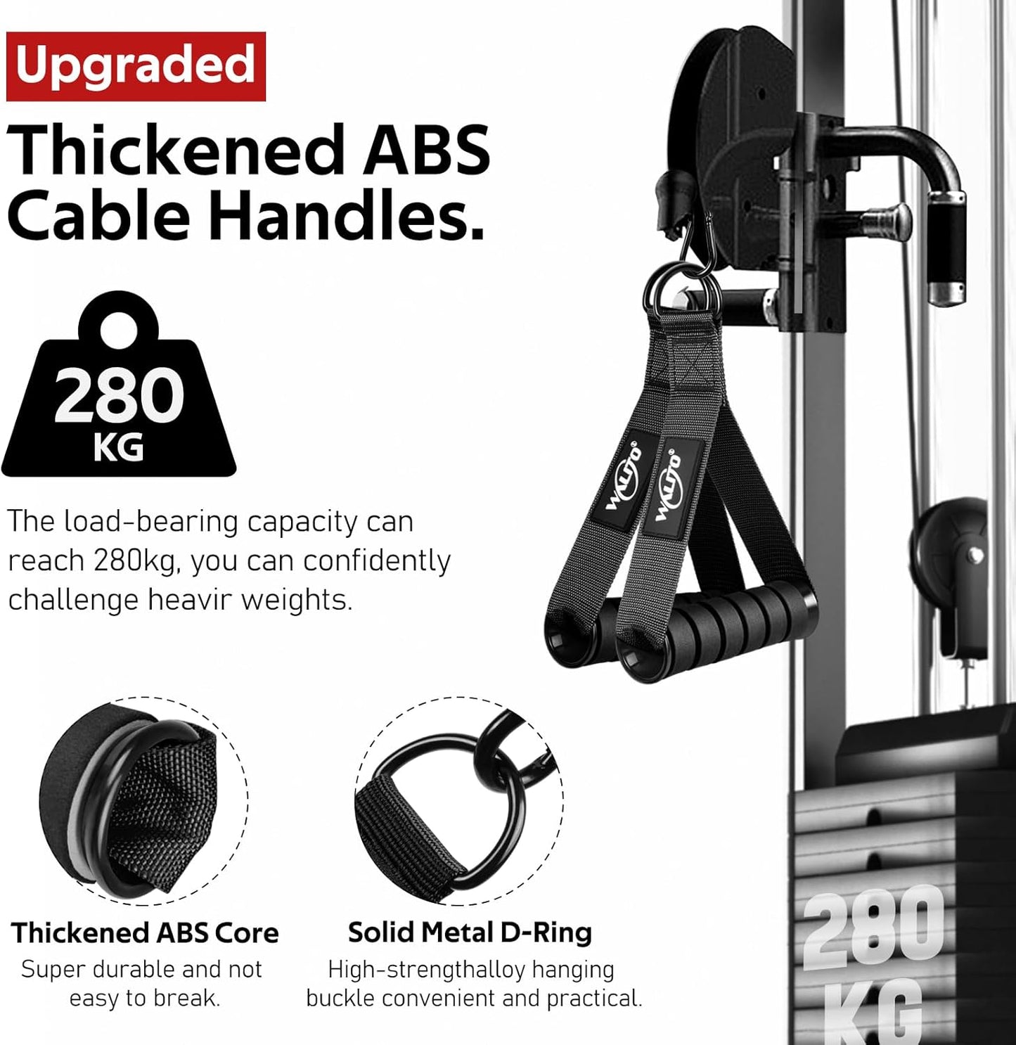 WALITO Exercise Handles - Heavy Duty Replacement Cable Machine Attachments for Home Gym Equipment
