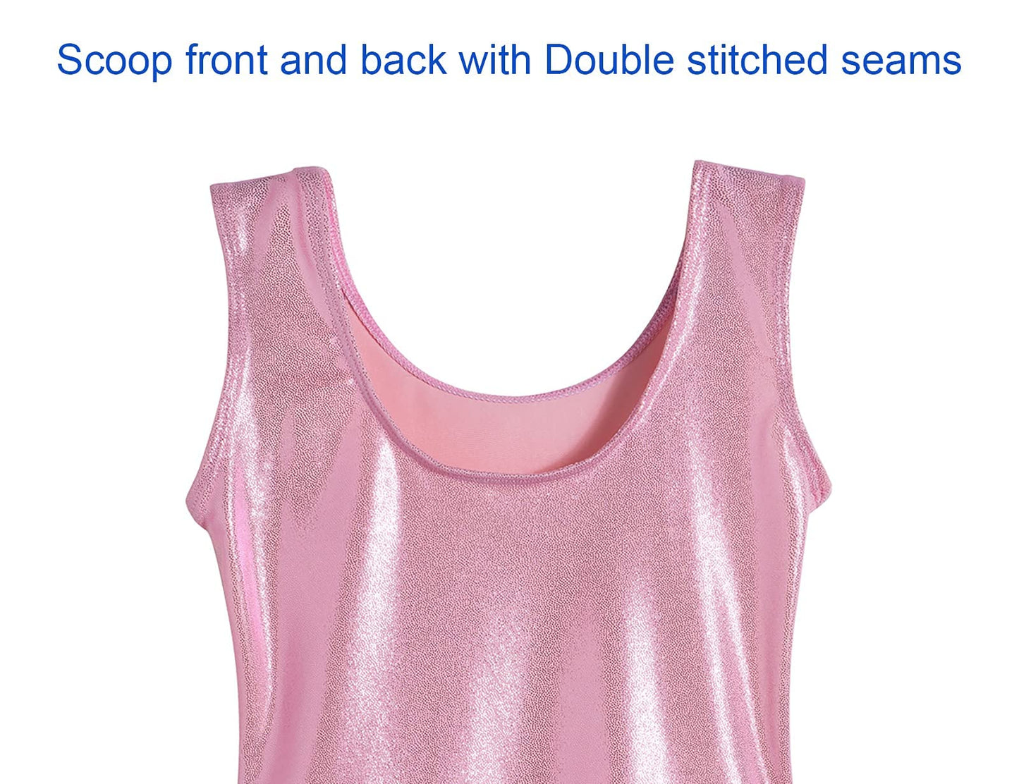 Domusgo Gymnastics Leotards for Girls 6-7 Years Old Pink Sparkly One Piece Tumbling Outfits